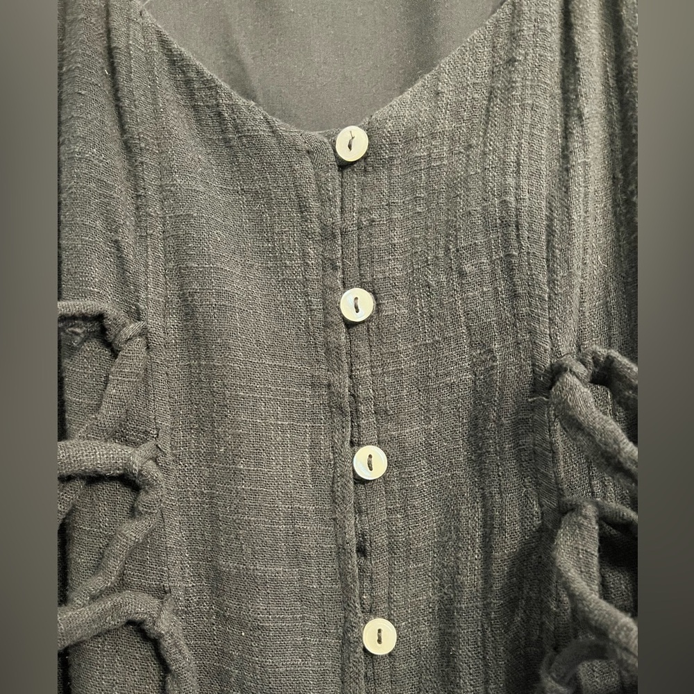 Free People Black Button-Down Dress - Picture 7 of 8